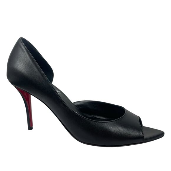 Christian Louboutin Open Apostropha 80 d'Orsay Leather Pump Black Size 38 - Picture 3 of 13